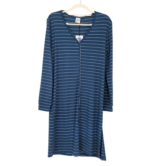 NWT Allthreads Blue White Stripe Coastal Long Cardigan Women's M - Picture 2 of 8